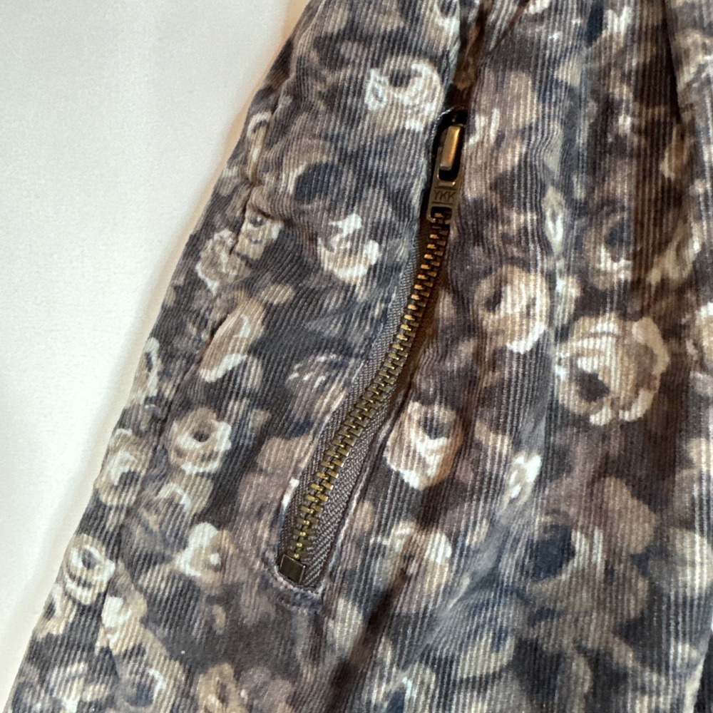 Baby Gap Size 2 T Girls Grey Brown Flowers Corduroy Dress Front Zippers Lined - Picture 2 of 8